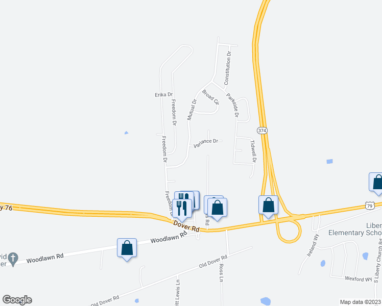 map of restaurants, bars, coffee shops, grocery stores, and more near 1468 Mutual Drive in Clarksville