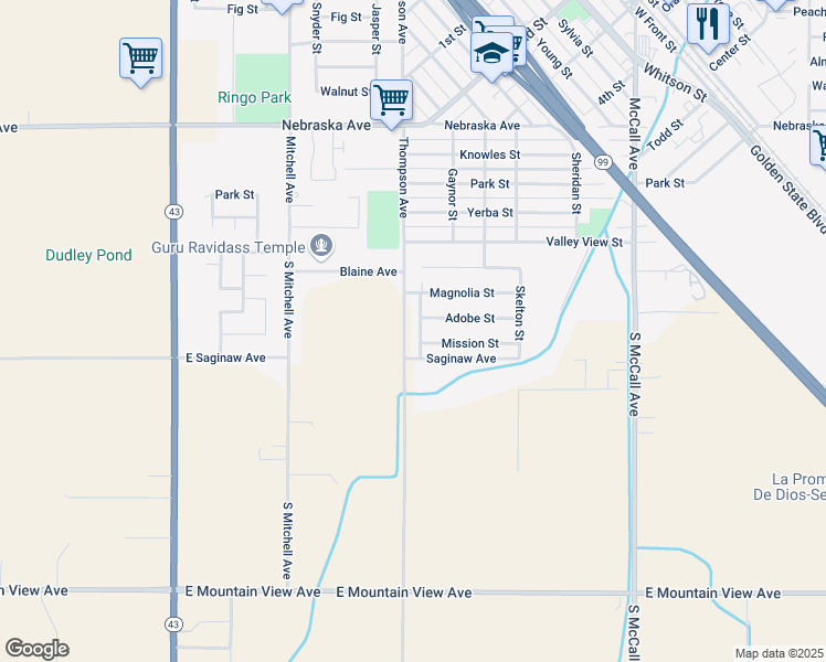 map of restaurants, bars, coffee shops, grocery stores, and more near 1525 San Carlos in Selma