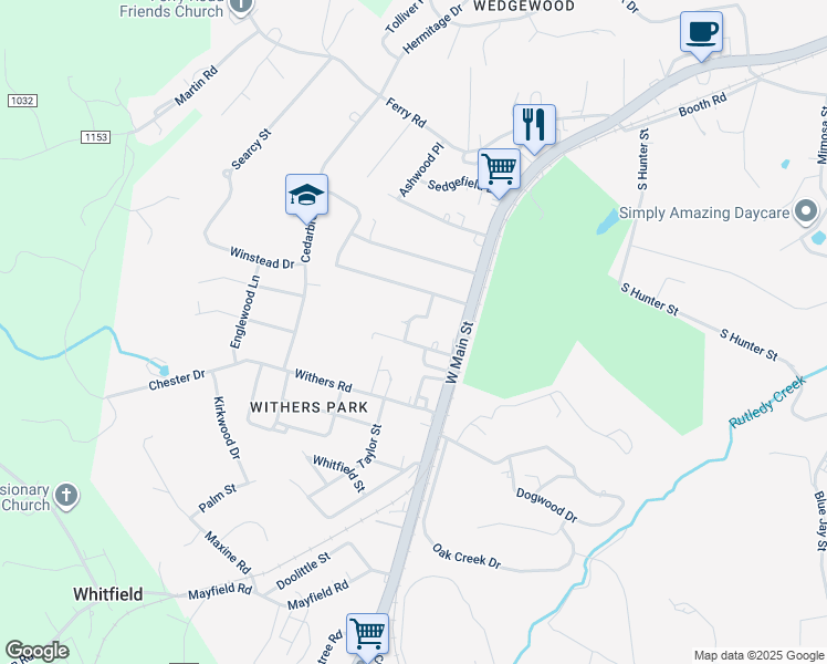 map of restaurants, bars, coffee shops, grocery stores, and more near 16 Kimberly Avenue in Danville