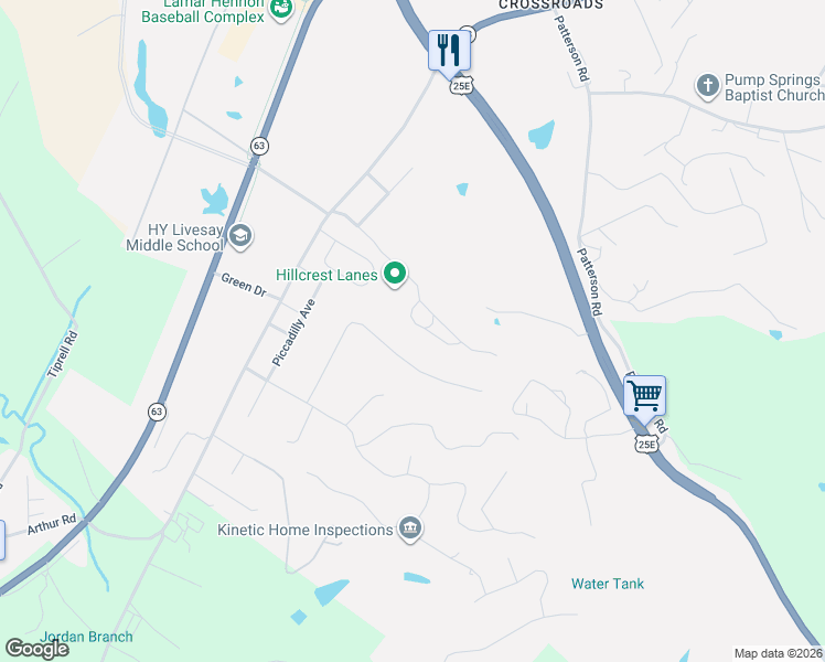 map of restaurants, bars, coffee shops, grocery stores, and more near 255 Yorkshire Drive in Harrogate