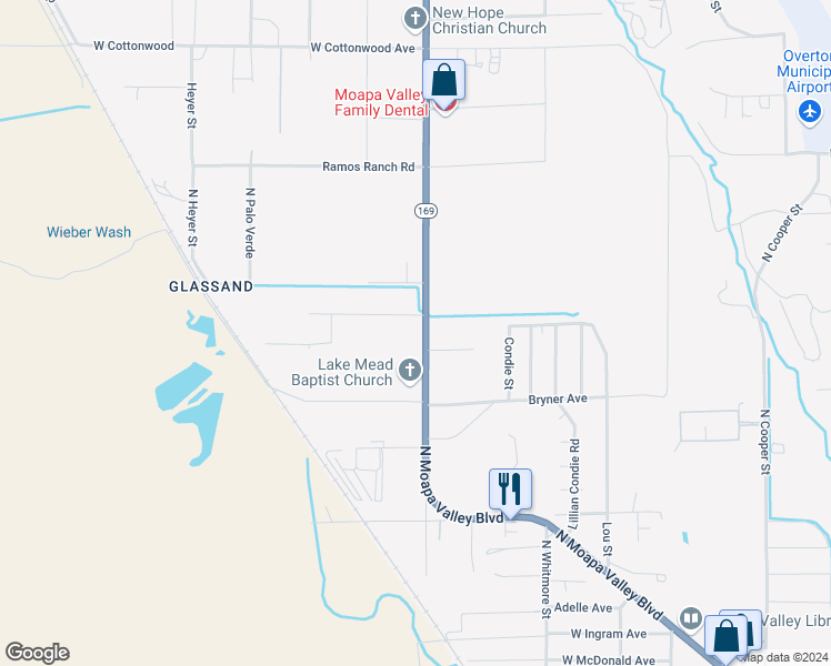 map of restaurants, bars, coffee shops, grocery stores, and more near 735 Catherine Avenue in Moapa Valley