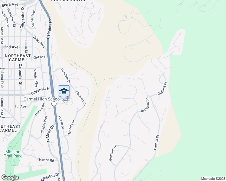 map of restaurants, bars, coffee shops, grocery stores, and more near 25350 Vista Del Pinos in Carmel-by-the-Sea