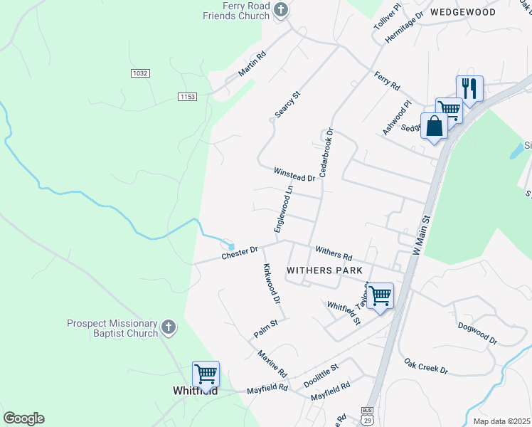 map of restaurants, bars, coffee shops, grocery stores, and more near 221 Robin Drive in Danville