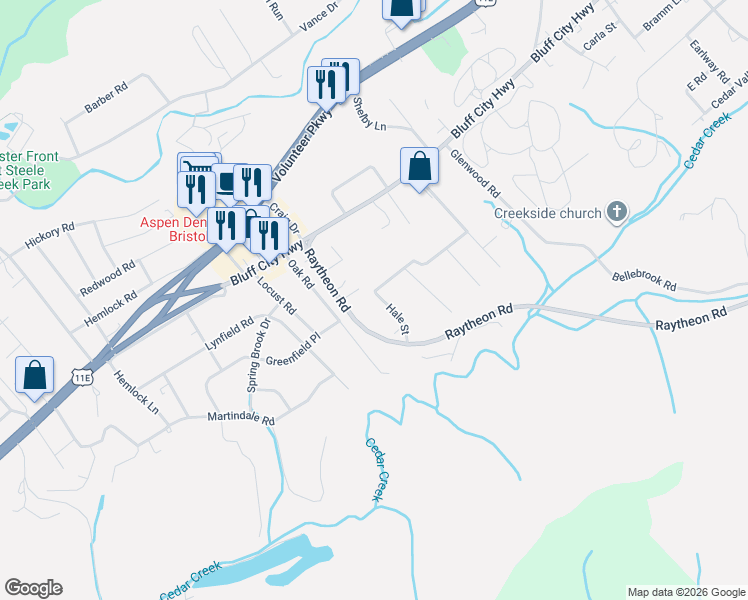 map of restaurants, bars, coffee shops, grocery stores, and more near 314 Johnston Avenue in Bristol