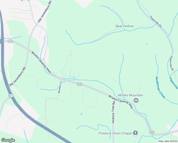 map of restaurants, bars, coffee shops, grocery stores, and more near 517 Bristol Caverns Highway in Bristol