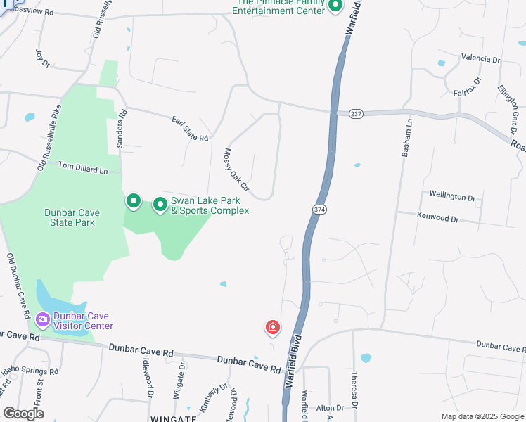 map of restaurants, bars, coffee shops, grocery stores, and more near 2034 Mossy Oak Circle in Clarksville