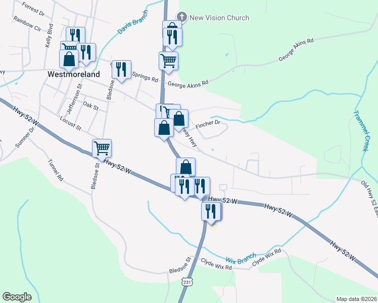 map of restaurants, bars, coffee shops, grocery stores, and more near 2011 Theva Lane in Westmoreland