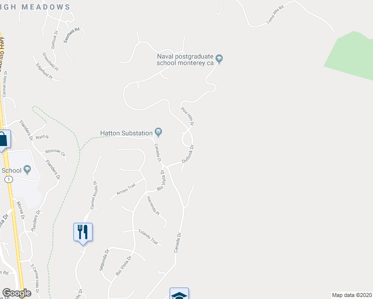 map of restaurants, bars, coffee shops, grocery stores, and more near 25358 Pine Hills Drive in Carmel