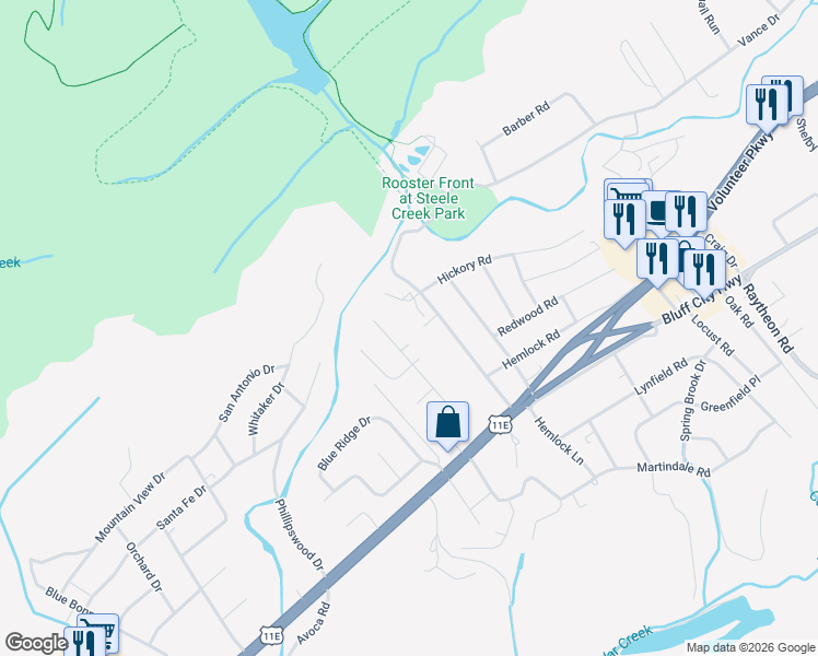 map of restaurants, bars, coffee shops, grocery stores, and more near 1510 Vance Drive in Bristol