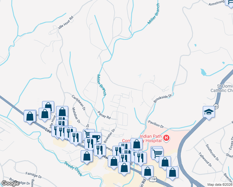 map of restaurants, bars, coffee shops, grocery stores, and more near 1808 Ridgepine Road in Kingsport