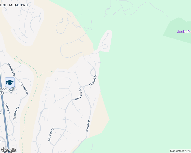 map of restaurants, bars, coffee shops, grocery stores, and more near Pine Hills Drive & Outlook Drive in Carmel