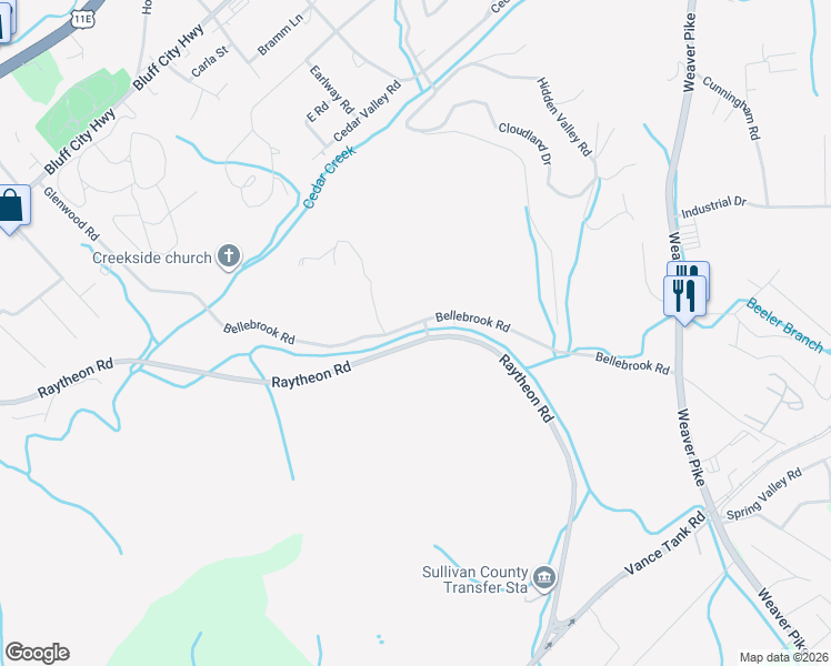 map of restaurants, bars, coffee shops, grocery stores, and more near 263 Bellebrook Road in Bristol