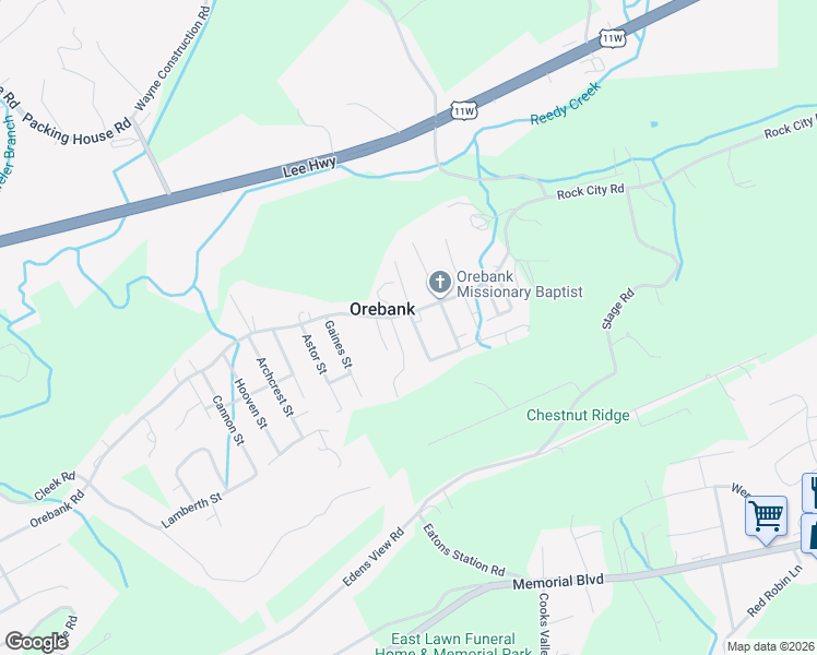 map of restaurants, bars, coffee shops, grocery stores, and more near in Orebank