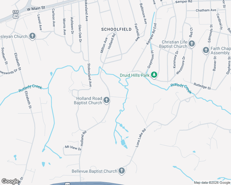 map of restaurants, bars, coffee shops, grocery stores, and more near 807 Holland Road in Danville
