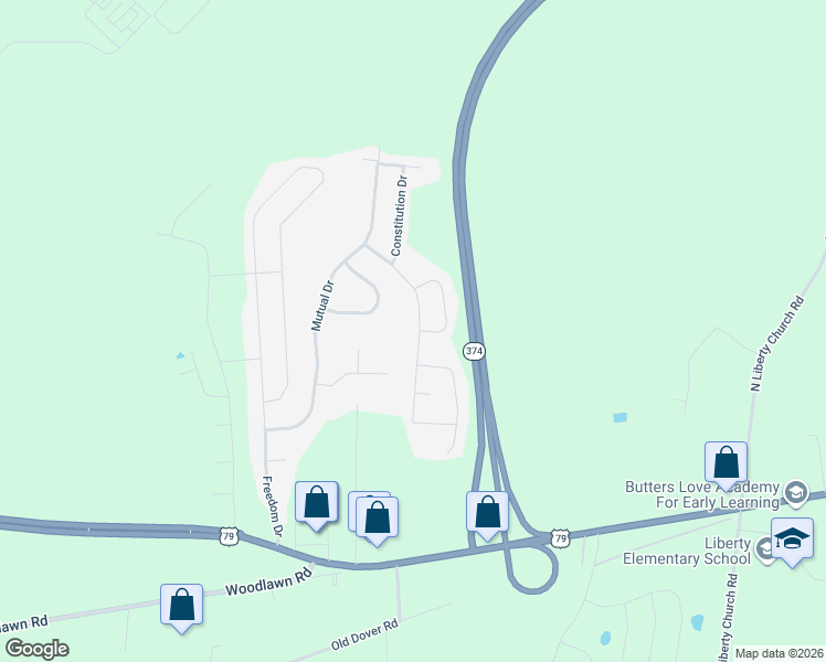 map of restaurants, bars, coffee shops, grocery stores, and more near 1671 Parkside Drive in Clarksville