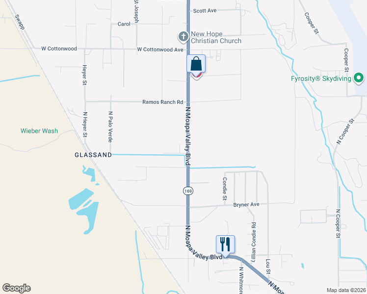 map of restaurants, bars, coffee shops, grocery stores, and more near 935 North Moapa Valley Boulevard in Moapa Valley