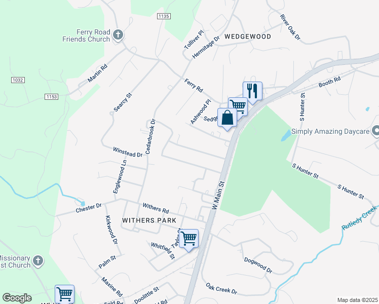 map of restaurants, bars, coffee shops, grocery stores, and more near 37 Holcomb Street in Danville