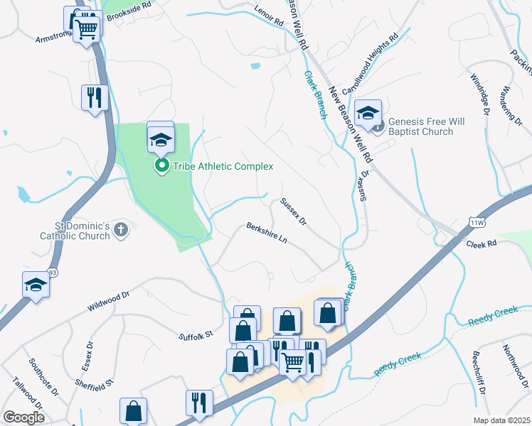 map of restaurants, bars, coffee shops, grocery stores, and more near 1004 Sussex Drive in Kingsport