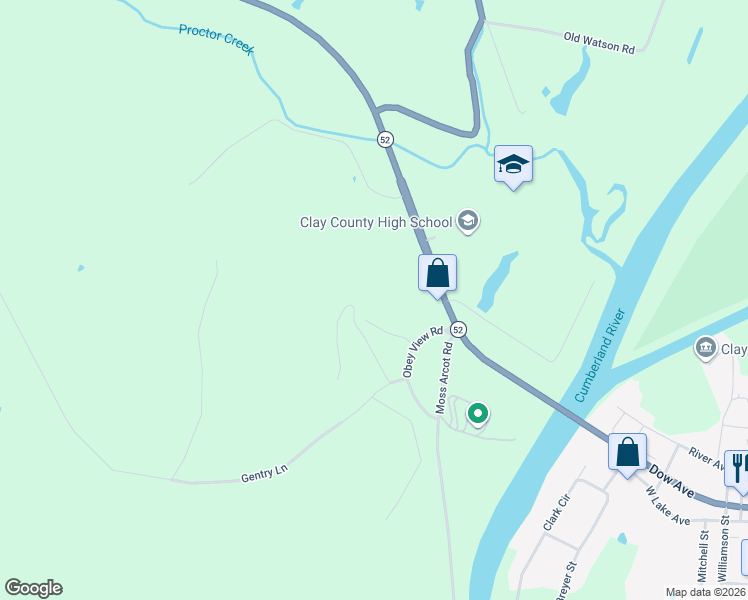 map of restaurants, bars, coffee shops, grocery stores, and more near 52 West O Highway in Celina