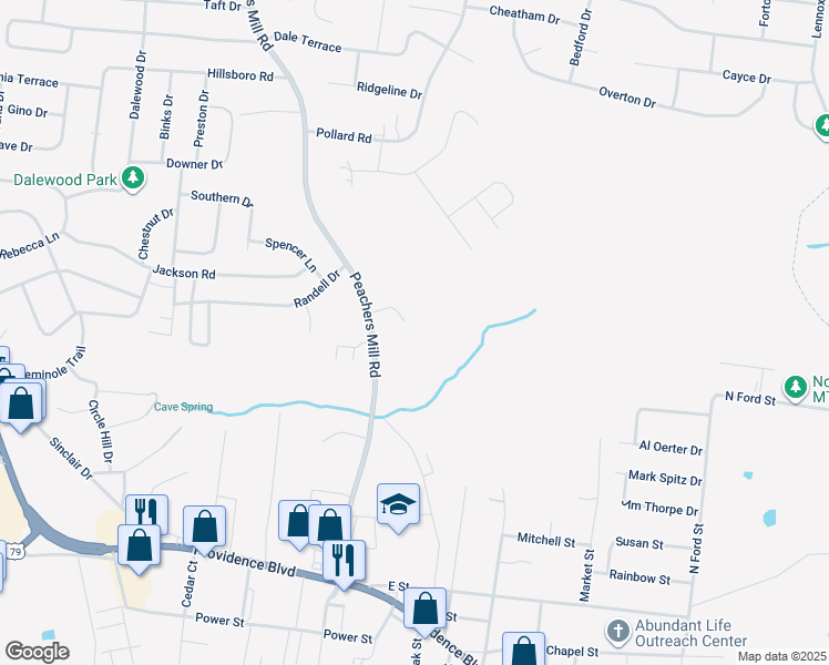map of restaurants, bars, coffee shops, grocery stores, and more near 537 Peachers Ridge Road in Clarksville