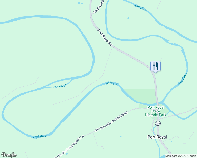 map of restaurants, bars, coffee shops, grocery stores, and more near 2870 Port Royal Road in Adams