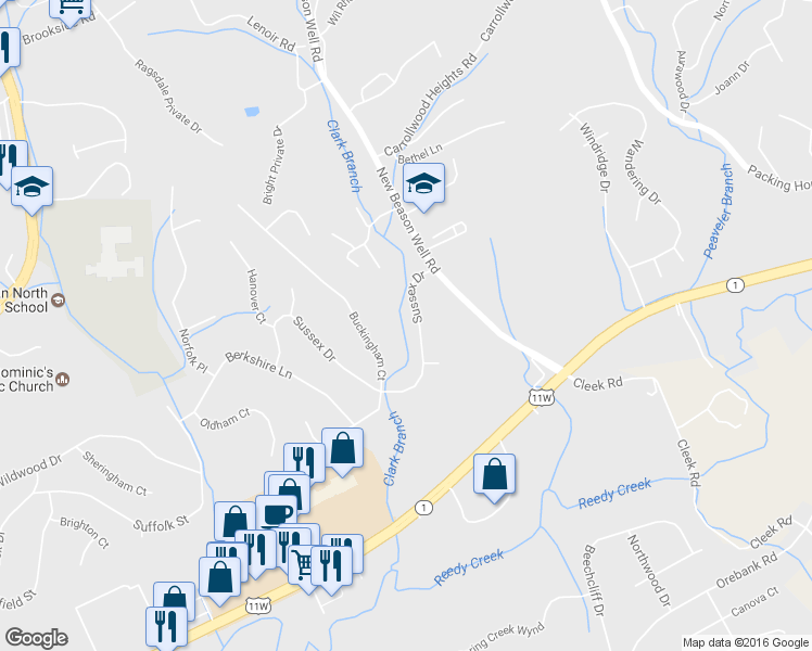 map of restaurants, bars, coffee shops, grocery stores, and more near 1218 Sussex Drive in Kingsport