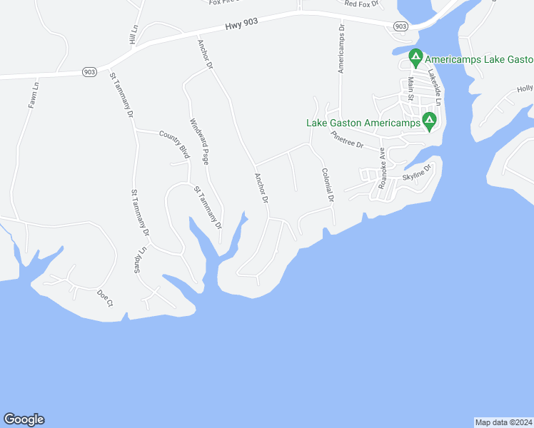 map of restaurants, bars, coffee shops, grocery stores, and more near 349 Anchor Drive in Bracey