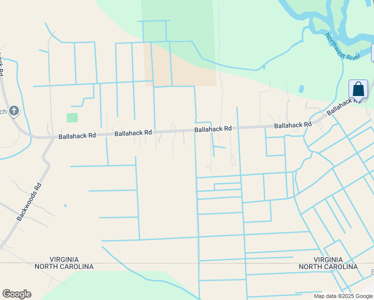 map of restaurants, bars, coffee shops, grocery stores, and more near 441 Ballahack Road in Chesapeake