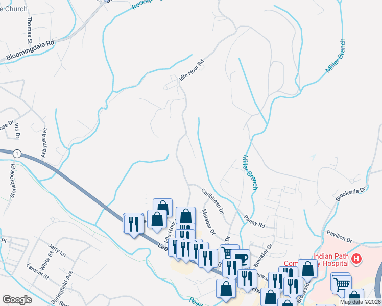 map of restaurants, bars, coffee shops, grocery stores, and more near 2124 Saint Erics Court in Kingsport