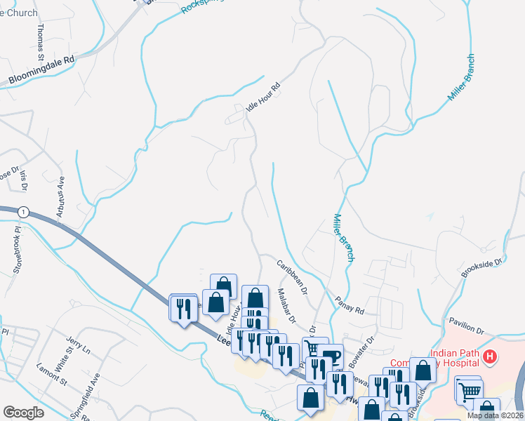 map of restaurants, bars, coffee shops, grocery stores, and more near 2124 Saint Erics Court in Kingsport