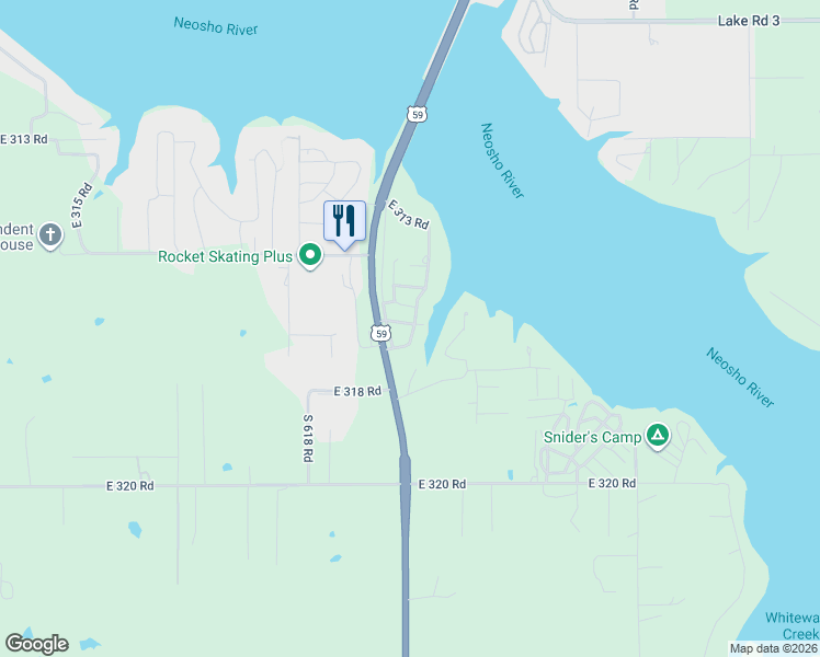 map of restaurants, bars, coffee shops, grocery stores, and more near 62000 East 315 Loop in Grove