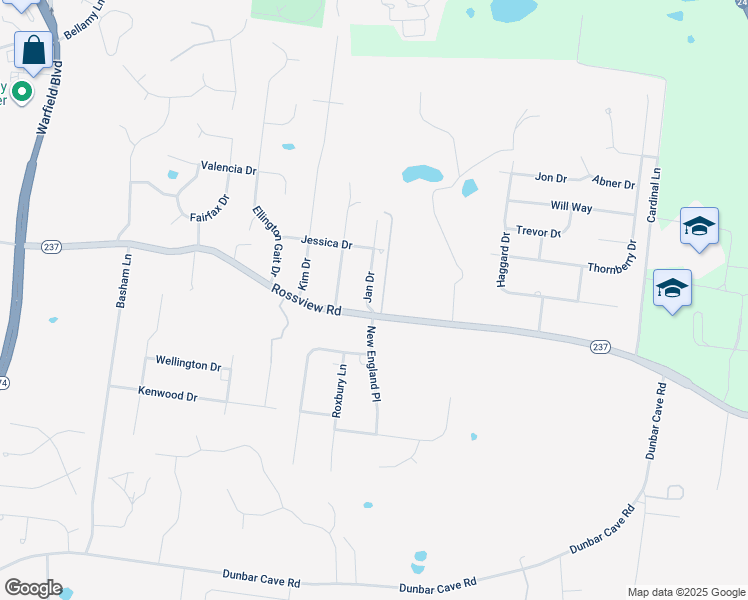 map of restaurants, bars, coffee shops, grocery stores, and more near 2203 Jan Drive in Clarksville