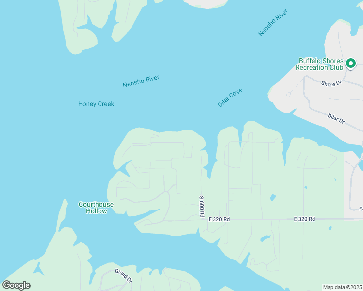 map of restaurants, bars, coffee shops, grocery stores, and more near 59798 East 317 Road in Grove