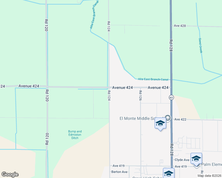 map of restaurants, bars, coffee shops, grocery stores, and more near 42466 Road 124 in Orosi