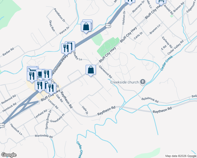 map of restaurants, bars, coffee shops, grocery stores, and more near 324 Glenwood Road in Bristol