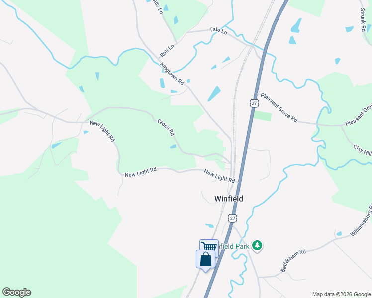 map of restaurants, bars, coffee shops, grocery stores, and more near 340 Cross Road in Winfield