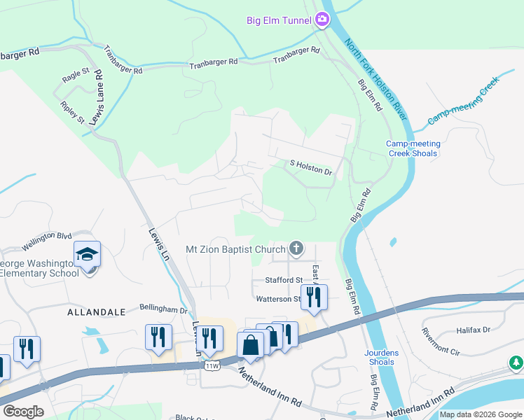 map of restaurants, bars, coffee shops, grocery stores, and more near 2100 Issac Avenue in Church Hill
