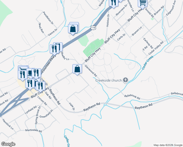 map of restaurants, bars, coffee shops, grocery stores, and more near 324 Glenwood Road in Bristol