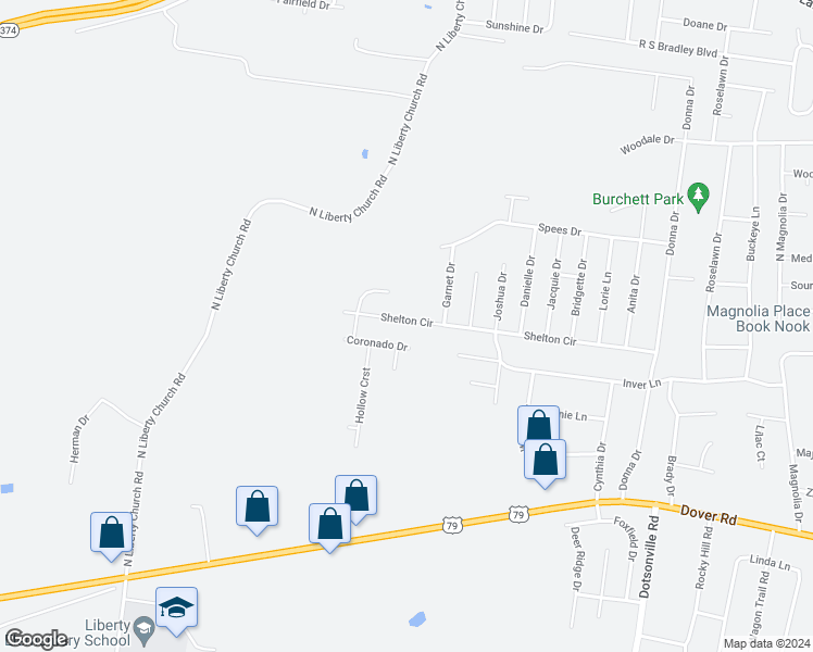 map of restaurants, bars, coffee shops, grocery stores, and more near 826 Shelton Circle in Clarksville