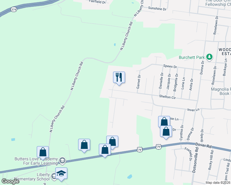 map of restaurants, bars, coffee shops, grocery stores, and more near 1499 Coronado Drive in Clarksville