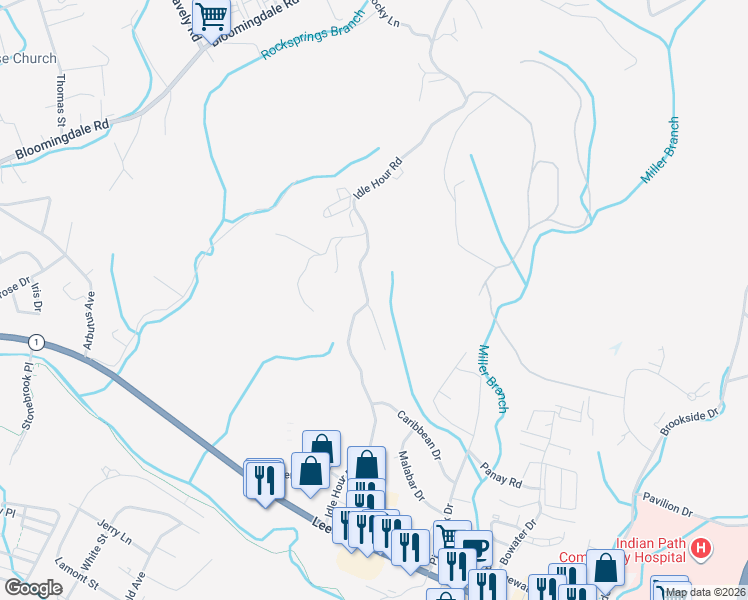 map of restaurants, bars, coffee shops, grocery stores, and more near 2104 Saint Erics Court in Kingsport
