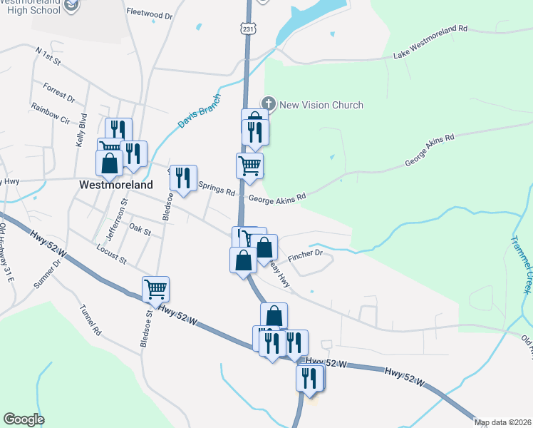 map of restaurants, bars, coffee shops, grocery stores, and more near 2219 Lambert Drive in Westmoreland