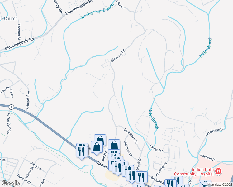 map of restaurants, bars, coffee shops, grocery stores, and more near 2104 Saint Erics Court in Kingsport