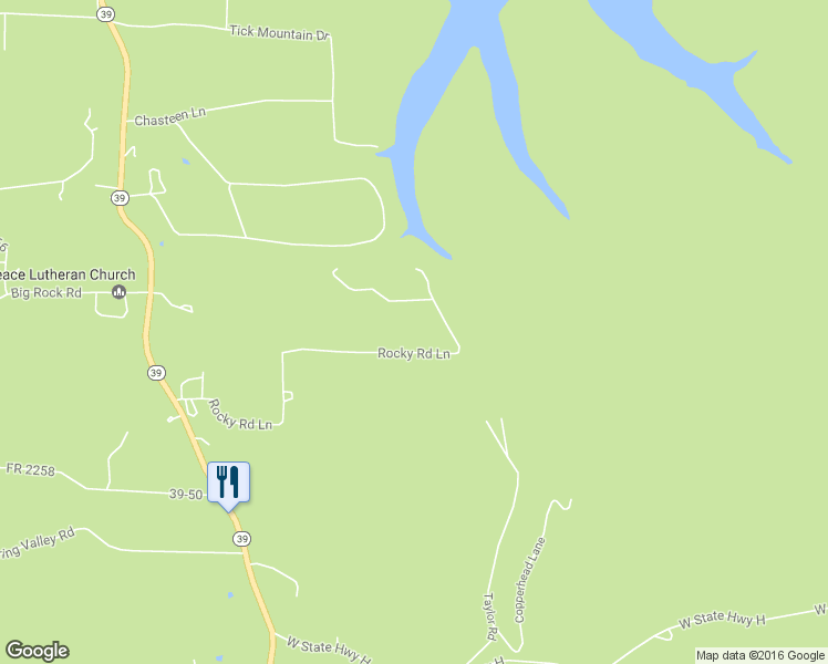 map of restaurants, bars, coffee shops, grocery stores, and more near 671 Rocky Road Lane in Shell Knob