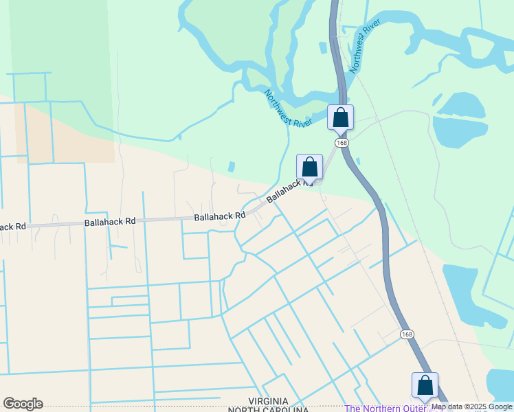 map of restaurants, bars, coffee shops, grocery stores, and more near 208 Ballahack Road in Chesapeake