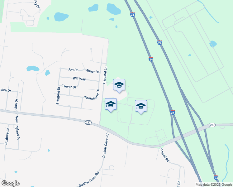map of restaurants, bars, coffee shops, grocery stores, and more near 2265 Cardinal Lane in Clarksville