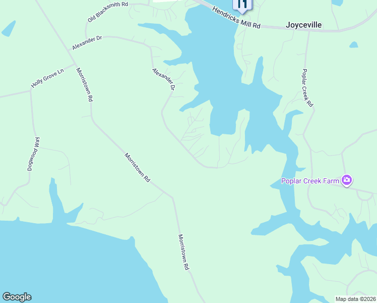 map of restaurants, bars, coffee shops, grocery stores, and more near 1043 Alexander Drive in Bracey