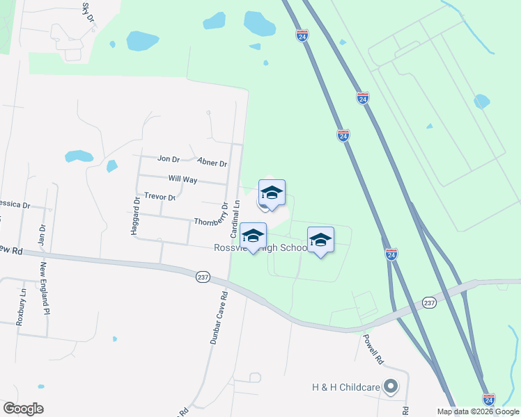 map of restaurants, bars, coffee shops, grocery stores, and more near 2265 Cardinal Lane in Clarksville