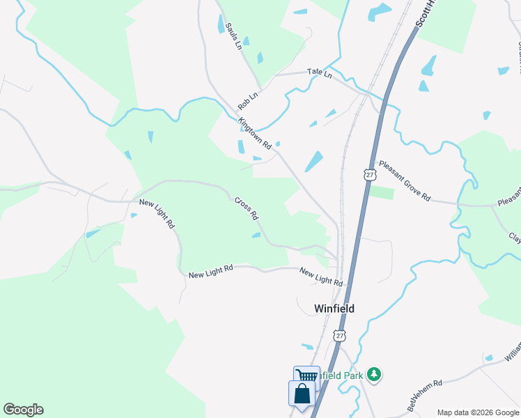 map of restaurants, bars, coffee shops, grocery stores, and more near 510 Cross Road in Winfield