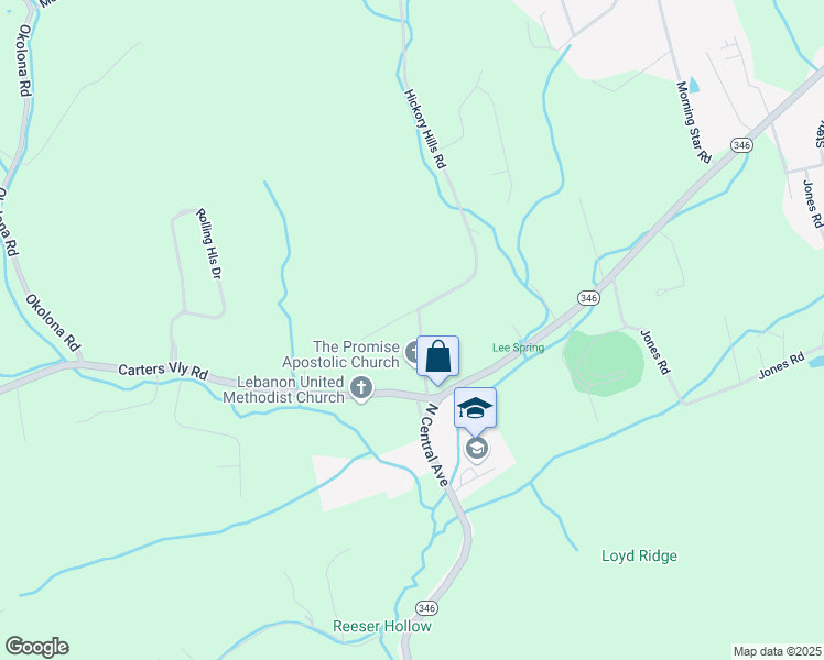 map of restaurants, bars, coffee shops, grocery stores, and more near 135 Hickory Hills Road in Church Hill